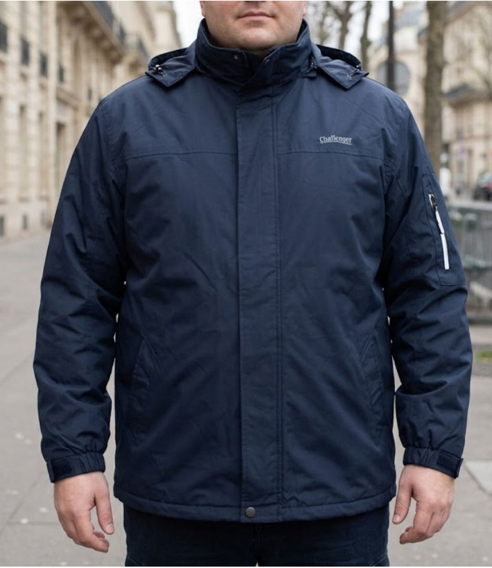 Coupe-vent déperlant homme bleu marine CHALLENGER JAKARTA1 avec col montant et poche bras zippée