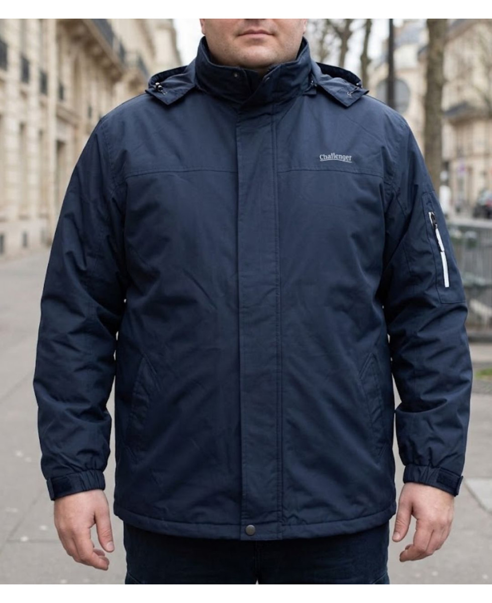 Coupe-vent déperlant homme bleu marine CHALLENGER JAKARTA1 avec col montant et poche bras zippée