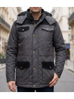 Parka bi-matière pour homme kaki WINCHESTER JANGO1 avec capuche et empiècements en velours