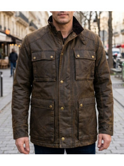 Parka matelassée pour homme marron WINCHESTER NEVERM en coton enduit avec col en velours