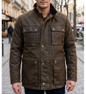 Parka matelassée pour homme marron WINCHESTER NEVERM en coton enduit avec col en velours