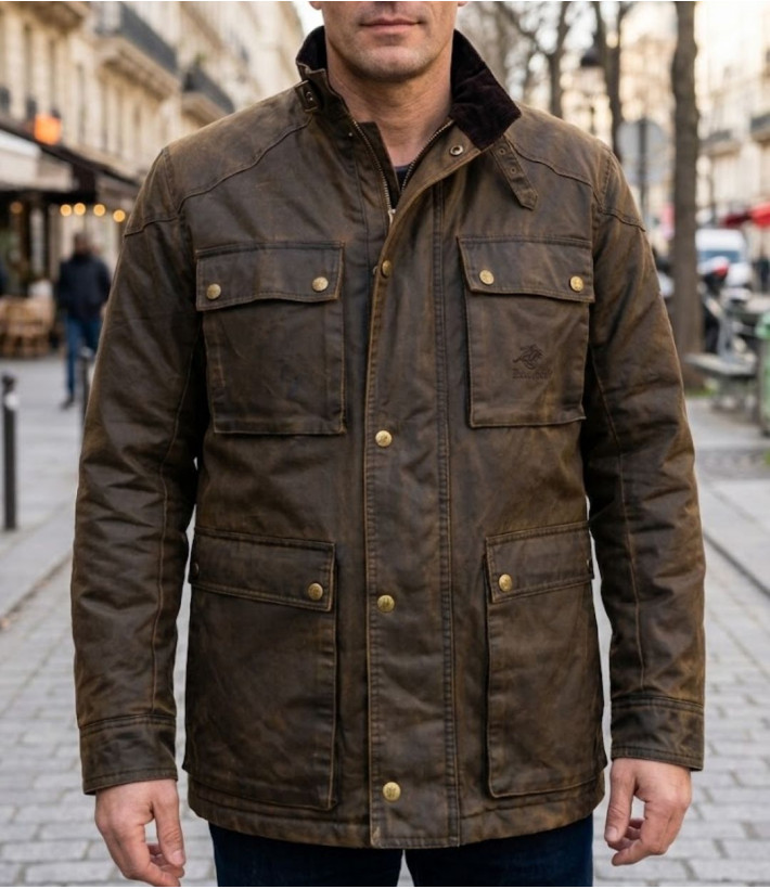 Parka matelassée pour homme marron WINCHESTER NEVERM en coton enduit avec col en velours