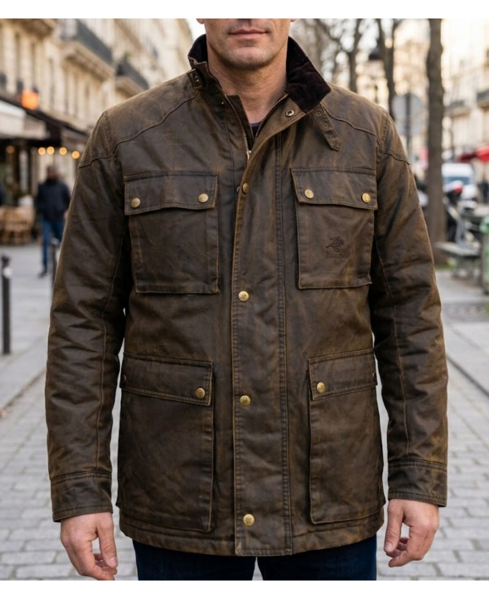 Parka matelassée pour homme marron WINCHESTER NEVERM en coton enduit avec col en velours