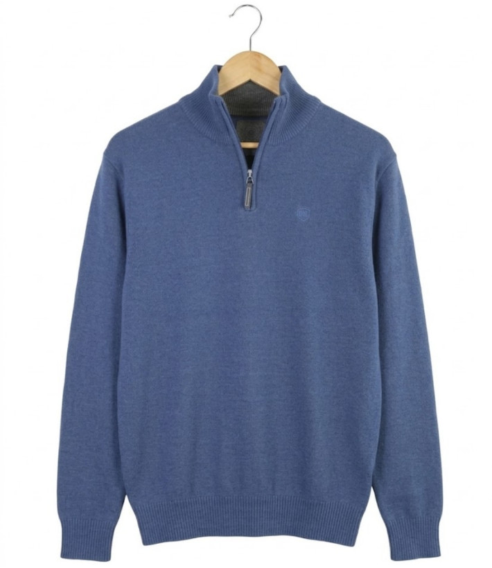 CHALLENGER PYLONE1 — Pull zippé marine col montant