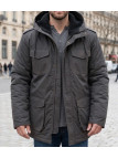 Parka matelassée pour homme grise WINCHESTER NETWORK1G avec capuche doublée fausse fourrure