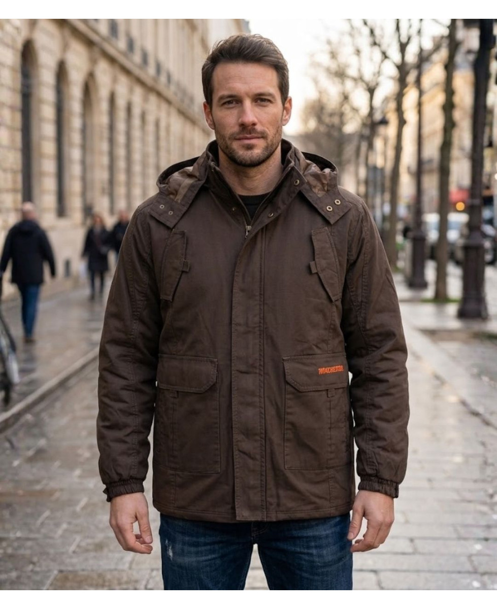 WINCHESTER NUMBERM — Parka homme marron chaude et isolante