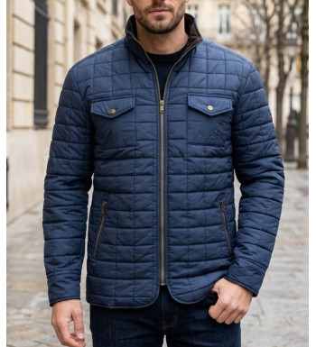 Blouson matelassé pour homme bleu WINCHESTER JUDE2 avec col montant