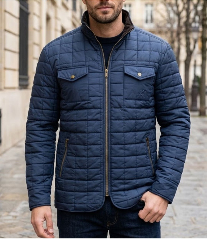 Blouson matelassé pour homme bleu WINCHESTER JUDE2 avec col montant