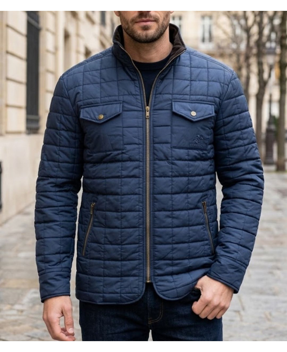 Blouson matelassé pour homme bleu WINCHESTER JUDE2 avec col montant