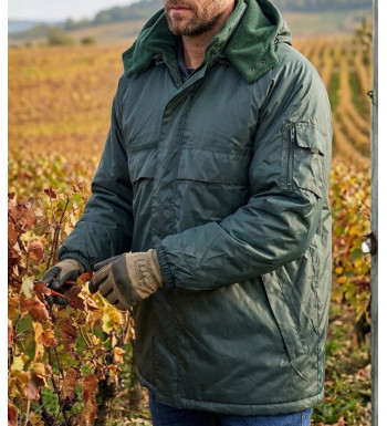 Parka imperméable pour homme kaki SEDETEX VIGNE doublée polaire avec capuche amovible