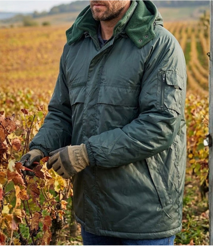 Parka imperméable pour homme kaki SEDETEX VIGNE doublée polaire avec capuche amovible