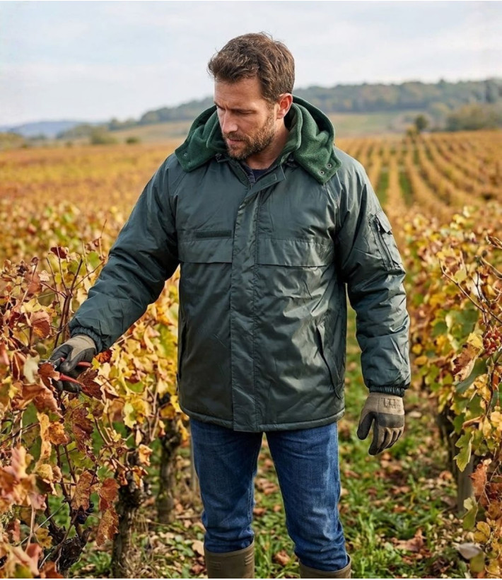 SEDETEX VIGNE — Parka homme kaki imperméable et isolante