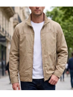 Blouson zippé homme beige 100% coton WINCHESTER BRANDON1