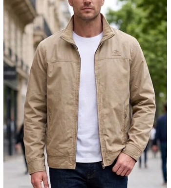 Blouson zippé homme beige 100% coton WINCHESTER BRANDON1