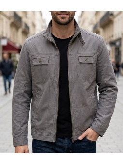 Blouson zippé homme gris 100% coton twill WINCHESTER GORDON1G