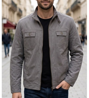 Blouson zippé homme gris 100% coton twill WINCHESTER GORDON1G