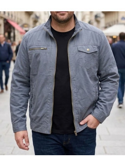 Blouson zippé homme gris 100% coton CHALLENGER JUPITER1