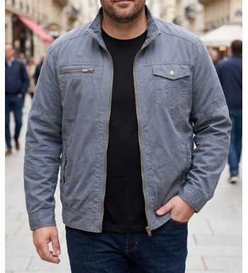 Blouson zippé homme gris 100% coton CHALLENGER JUPITER1