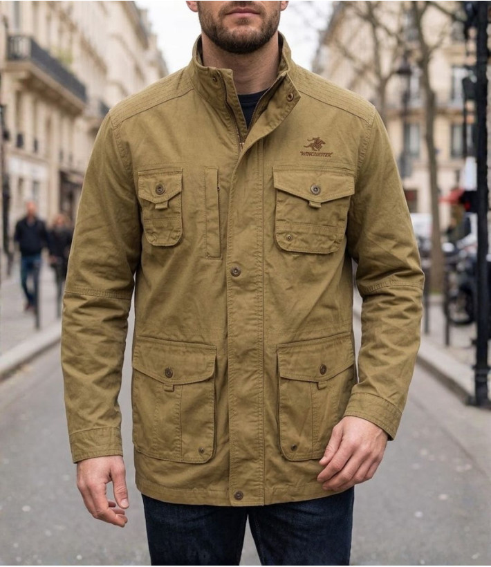 Winchester WE1238M — Saharienne homme jaune en pur coton