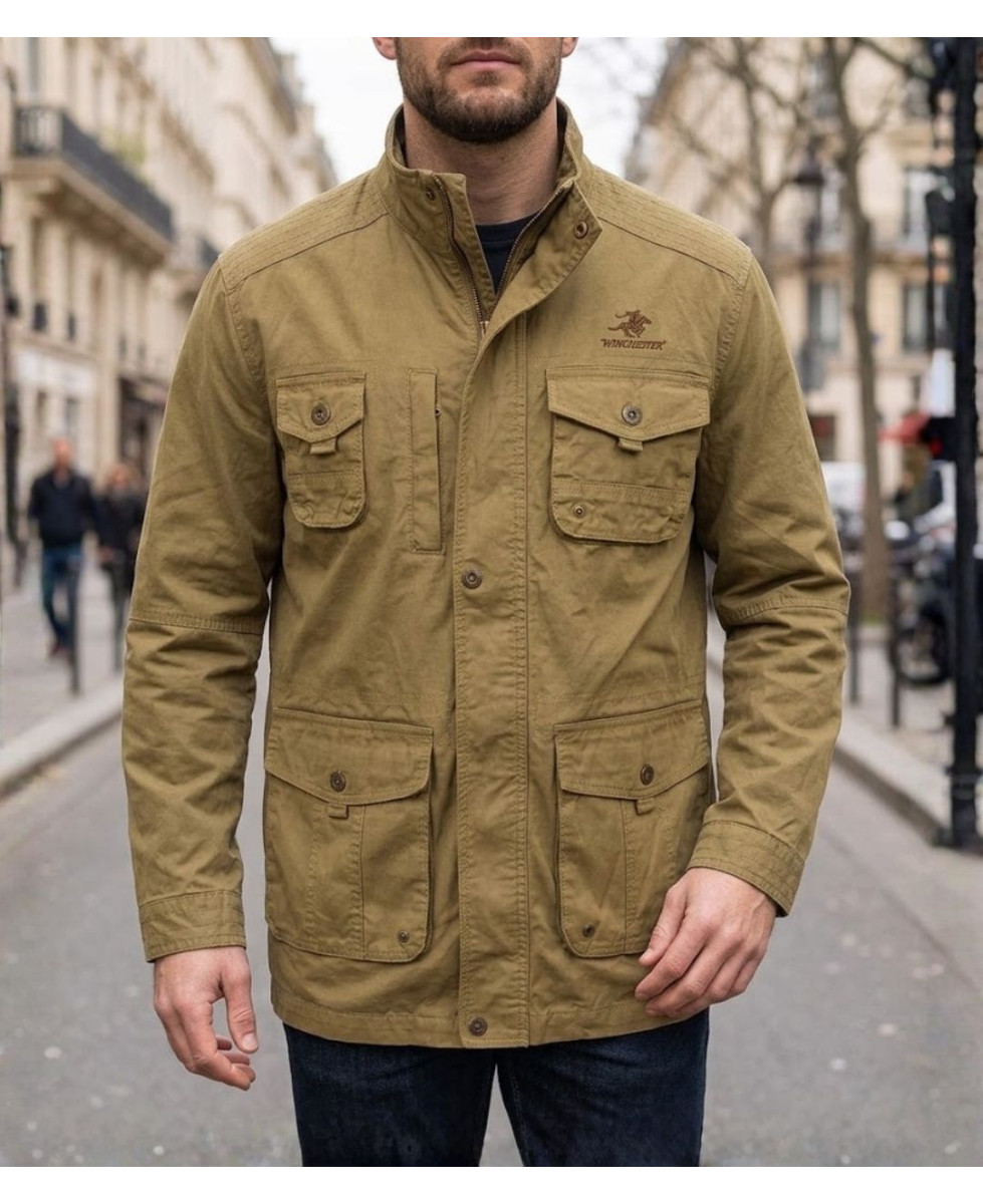 Winchester WE1238M — Saharienne homme jaune en pur coton