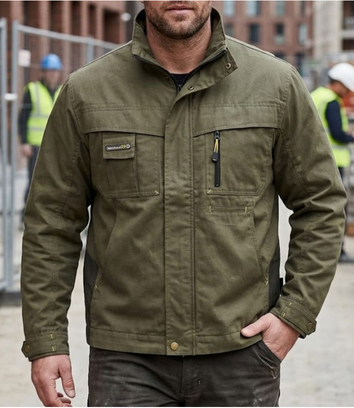Veste de travail homme kaki et jaune TERRATREND 7631KJ