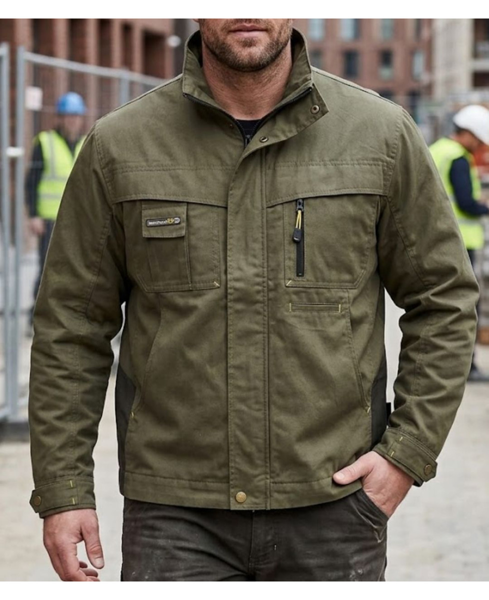 Veste de travail homme kaki et jaune TERRATREND 7631KJ