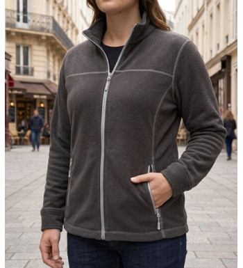 Veste polaire femme MAYFLOWER OSAKA1 noir avec col montant et poches zippées