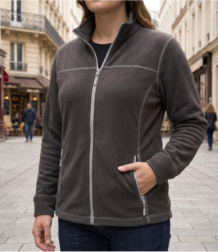 Veste polaire femme MAYFLOWER OSAKA1 noir avec col montant et poches zippées
