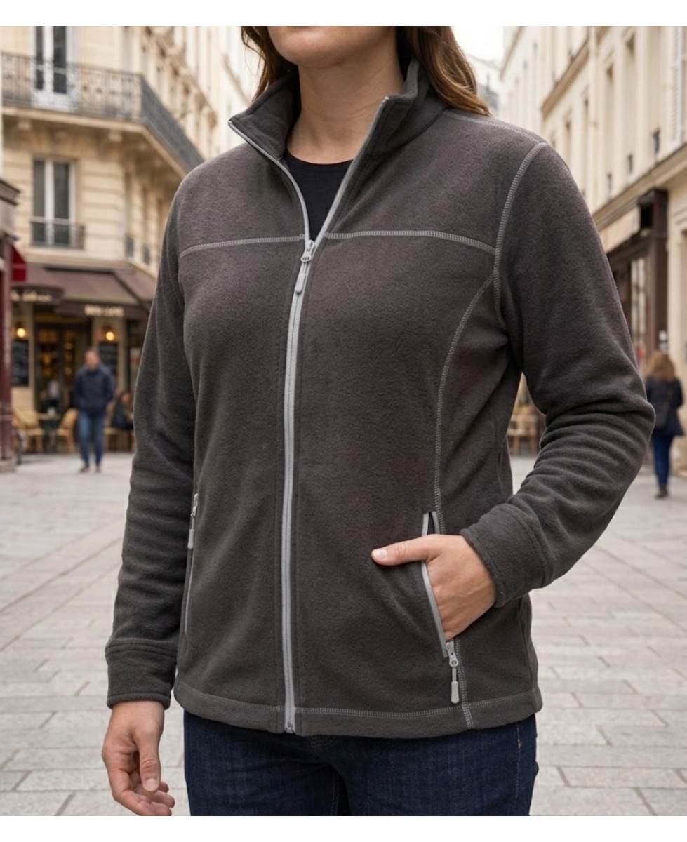 Veste polaire femme MAYFLOWER OSAKA1 noir avec col montant et poches zippées