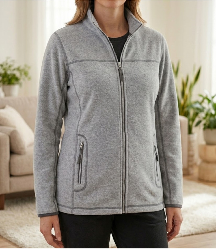 Veste polaire femme MAYFLOWER OSAKA3 gris avec col montant et poches zippées