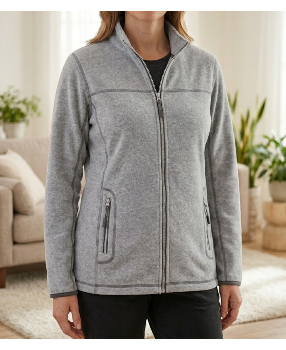 Veste polaire femme MAYFLOWER OSAKA3 gris avec col montant et poches zippées