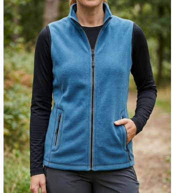 Gilet sans manches polaire femme MAYFLOWER SAKURA2 bleu avec col montant et poches zippées