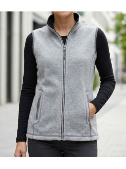 Gilet sans manches polaire femme MAYFLOWER SAKURA3 gris clair avec col montant et poches zippées