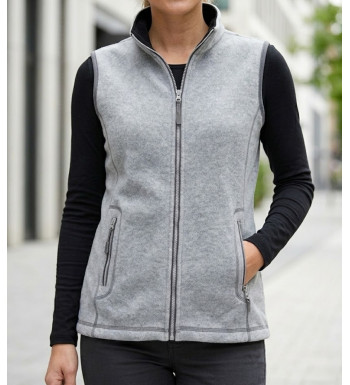 Gilet sans manches polaire femme MAYFLOWER SAKURA3 gris clair avec col montant et poches zippées