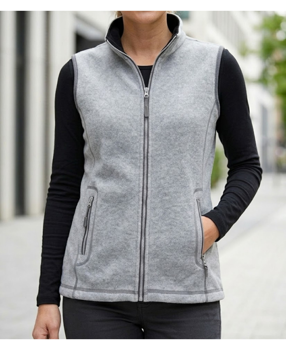 Gilet sans manches polaire femme MAYFLOWER SAKURA3 gris clair avec col montant et poches zippées