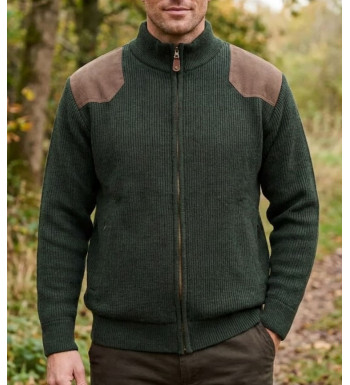 Veste zippée homme doublée polaire kaki LEDERTYS EMPIEC