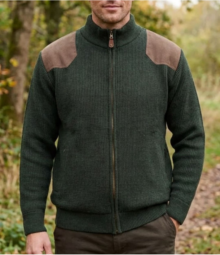 Veste zippée homme doublée polaire kaki LEDERTYS EMPIEC