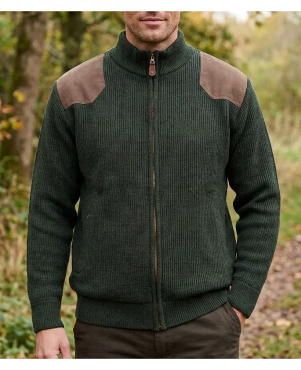 Veste zippée homme doublée polaire kaki LEDERTYS EMPIEC
