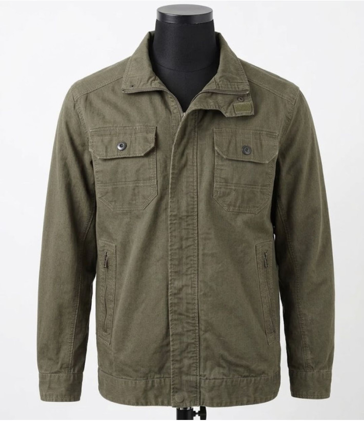 Mayflower DIVISI — Blouson homme zippé marron en pur coton