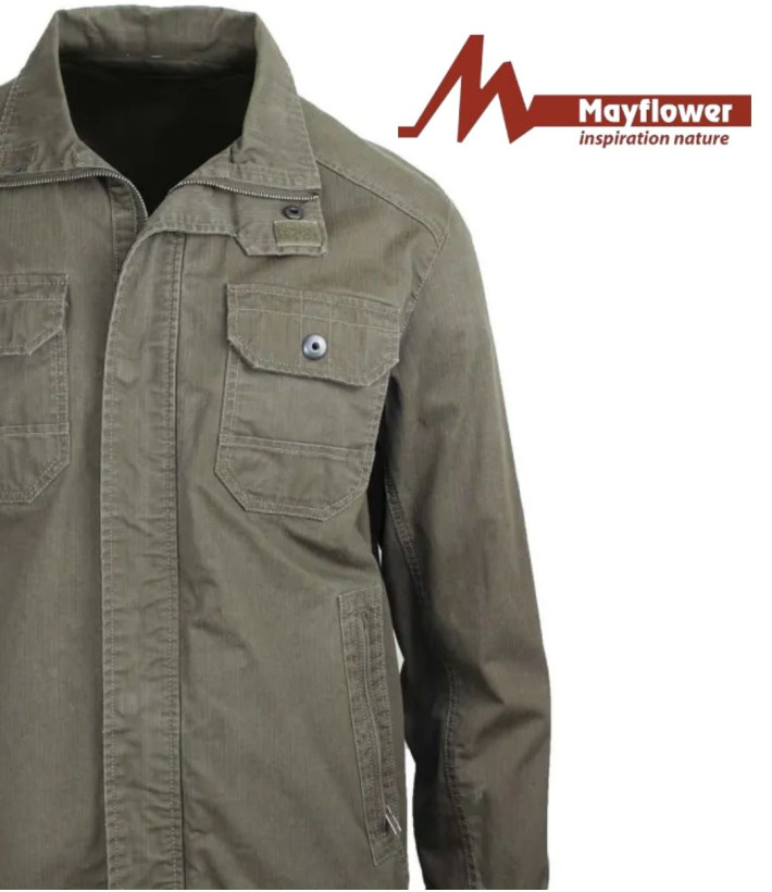 Mayflower DIVISI — Blouson homme zippé marron en pur coton