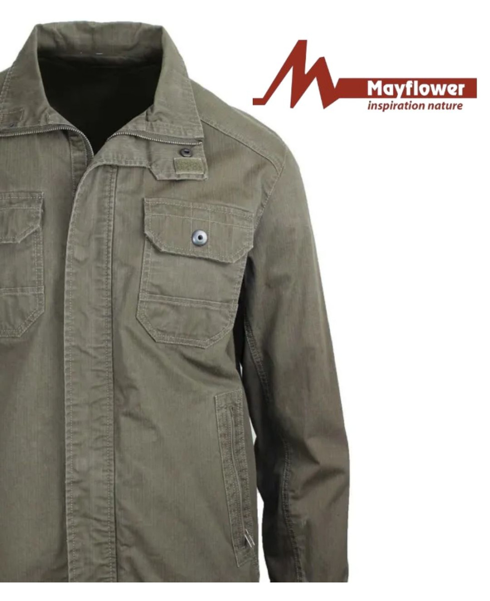 Mayflower DIVISI — Blouson homme zippé marron en pur coton