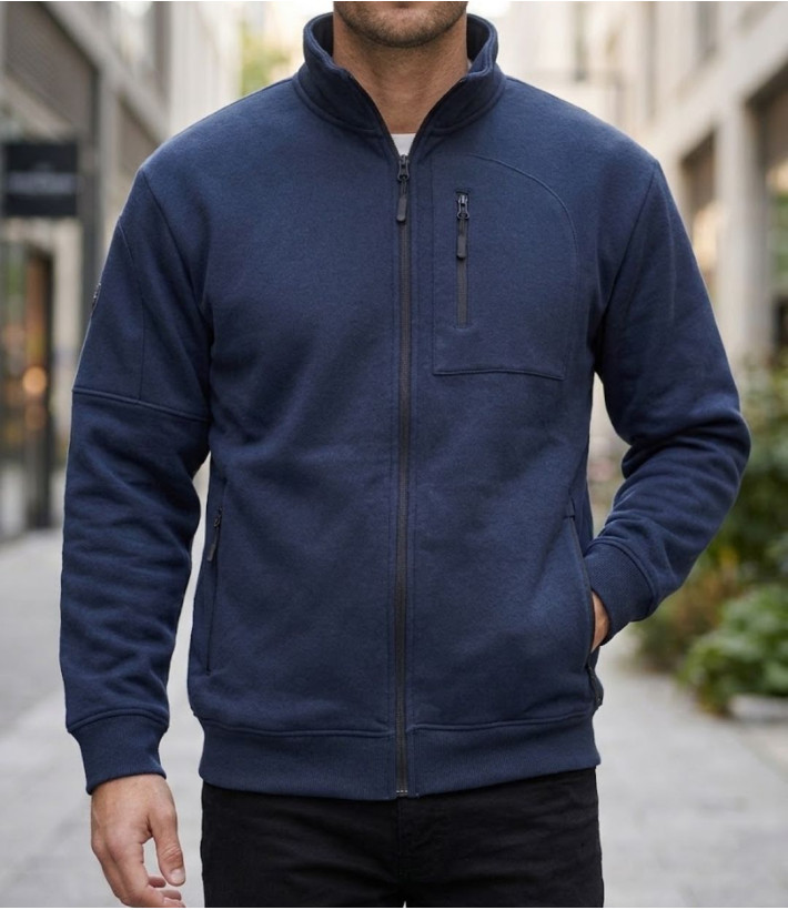 Veste sweat zippée CHALLENGER CAPITAINE1 bleu marine avec poches zippées