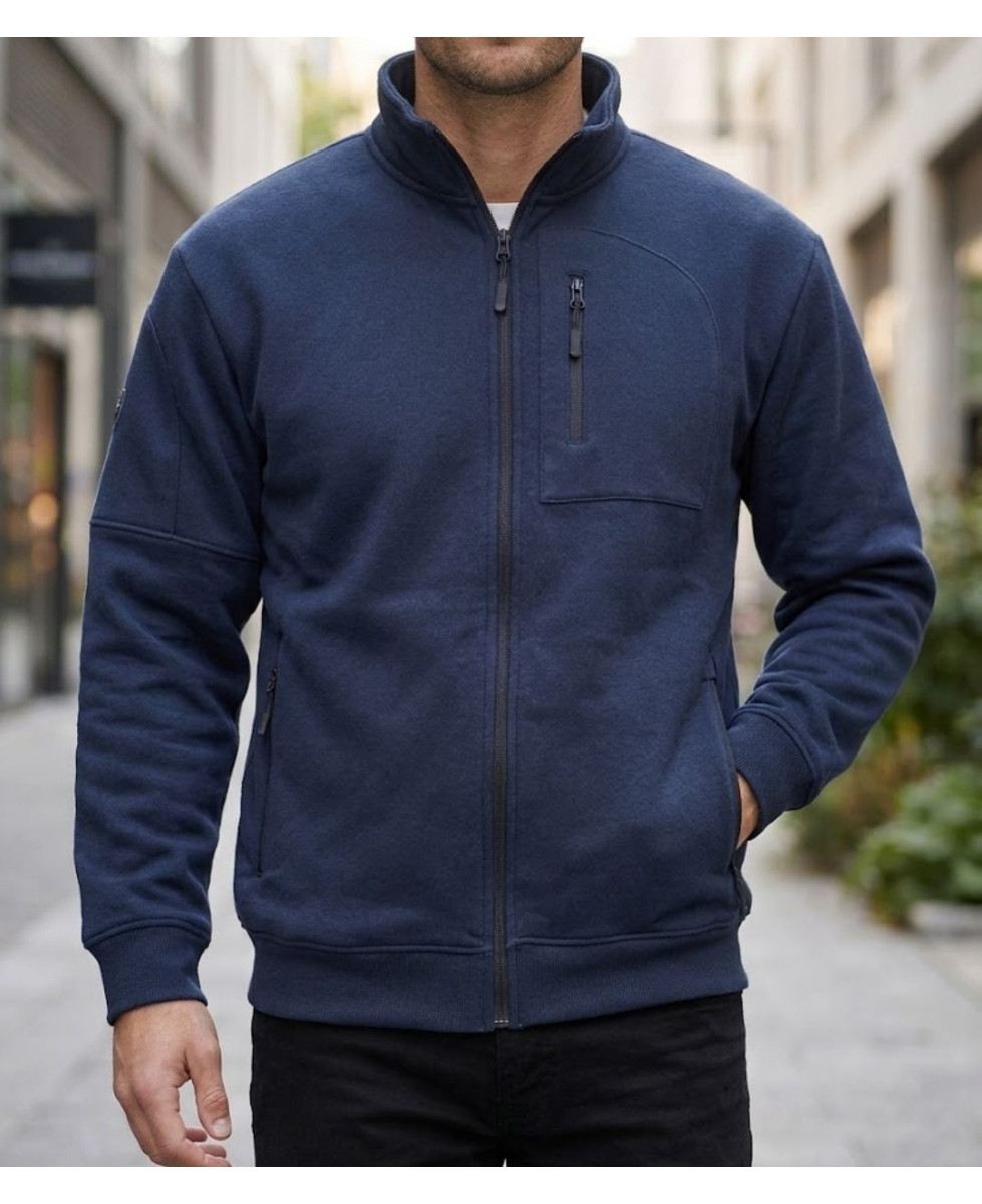 Veste sweat zippée CHALLENGER CAPITAINE1 bleu marine avec poches zippées