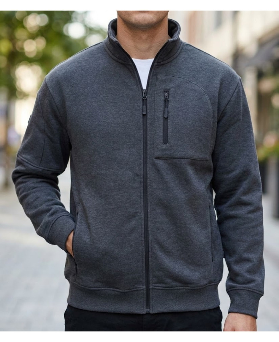 CHALLENGER CAPITAINE3 Veste sweat zippée gris foncé avec 4 poches zippées