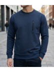 Sweat-shirt col rond CHALLENGER GARRY3 bleu marine avec poche poitrine zippée