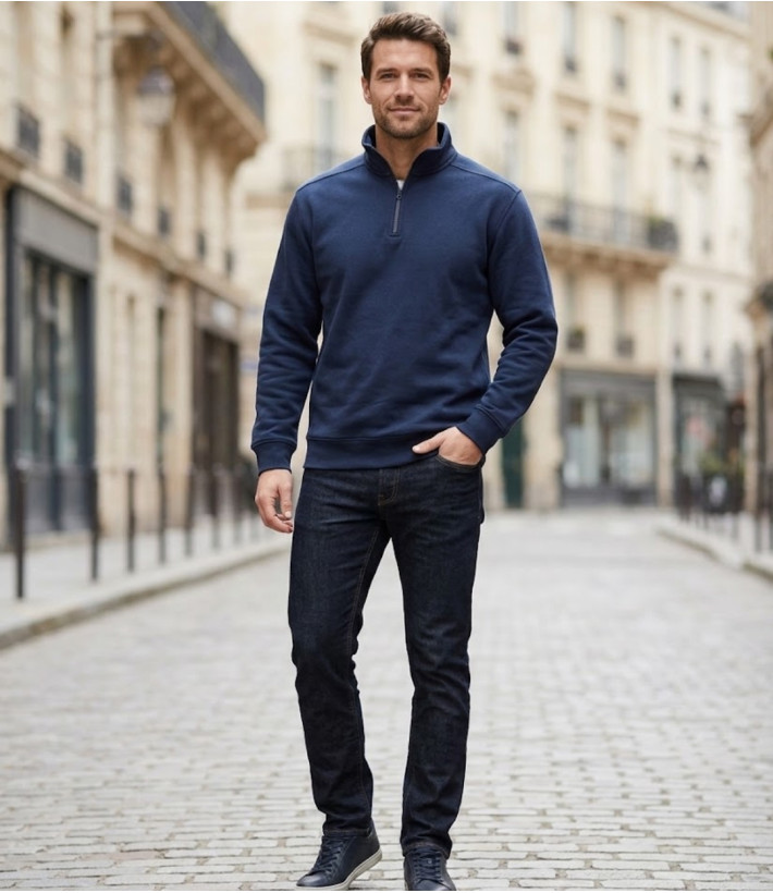 CHALLENGER PALERME2 — Sweat Col Camionneur Marine