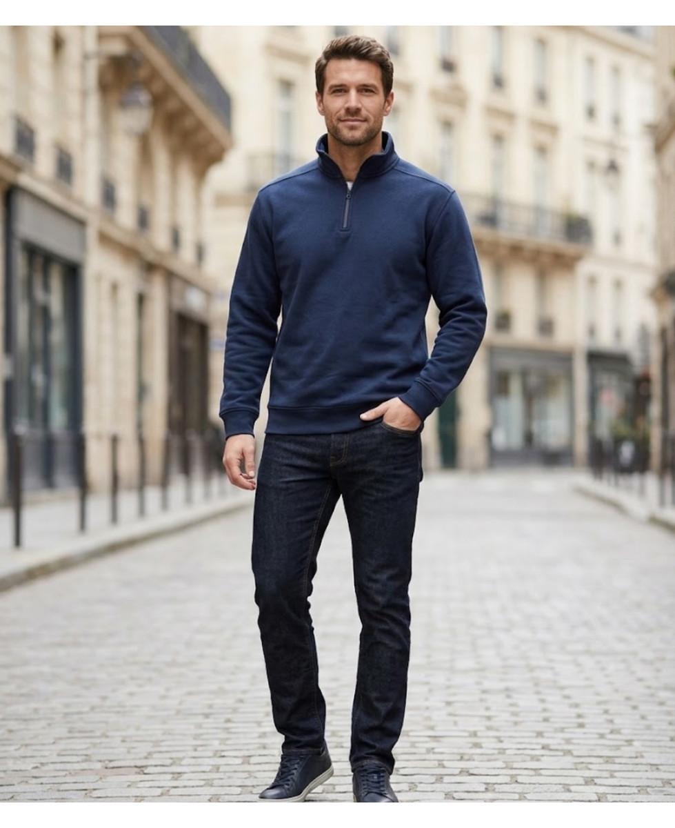 CHALLENGER PALERME2 — Sweat Col Camionneur Marine