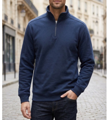 CHALLENGER PALERME2 sweat col camionneur bleu marine pour homme