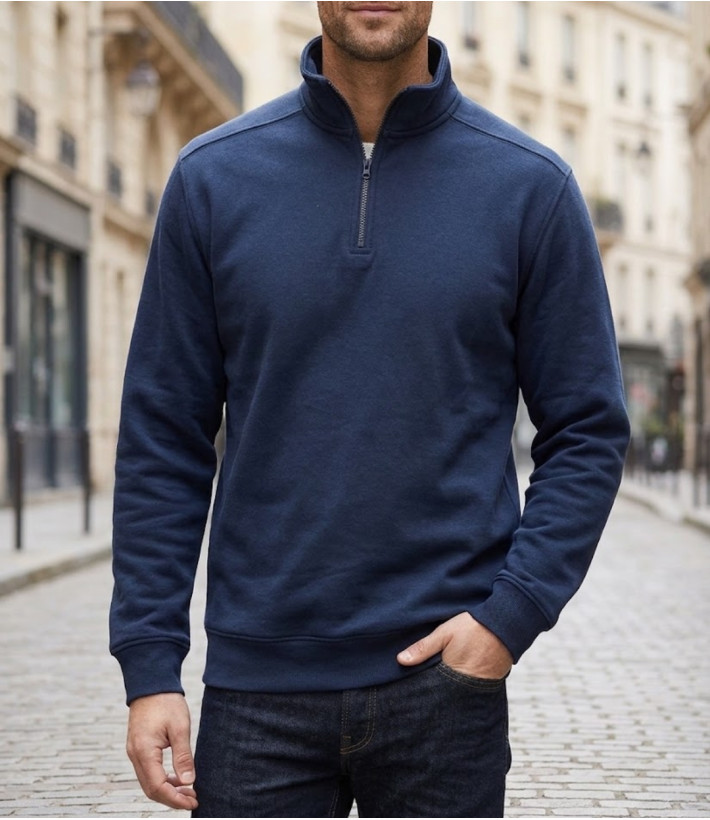 CHALLENGER PALERME2 sweat col camionneur bleu marine pour homme