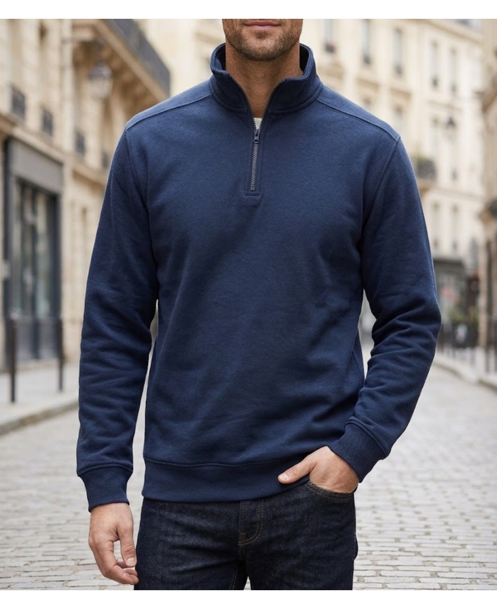 CHALLENGER PALERME2 sweat col camionneur bleu marine pour homme